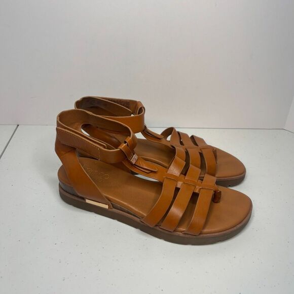 Franco Sarto Gladiator Brown Leather Comfort Strappy Sandals Adjustable Womens - Picture 7 of 9